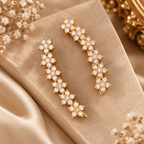 Aganya kreation Jewelry Madhavi American Diamond Floral Gold Plated Ear Cuff Earrings for Women | Aganya Kreation