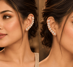 Aganya kreation Jewelry Madhavi American Diamond Floral Gold Plated Ear Cuff Earrings for Women | Aganya Kreation