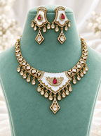 Aganya kreation Jewelry Mahira MOP Moissanite Polki Kundan Necklace Set