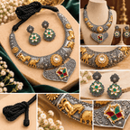 Aganya kreation Jewelry Mrinalini – Antique Silver Tribal Jewellery Set