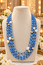 Aganya kreation Jewelry Prithvi Real Onyx Beads Semi Precious Mala with Shell Pearls for Women | Aganya Kreation