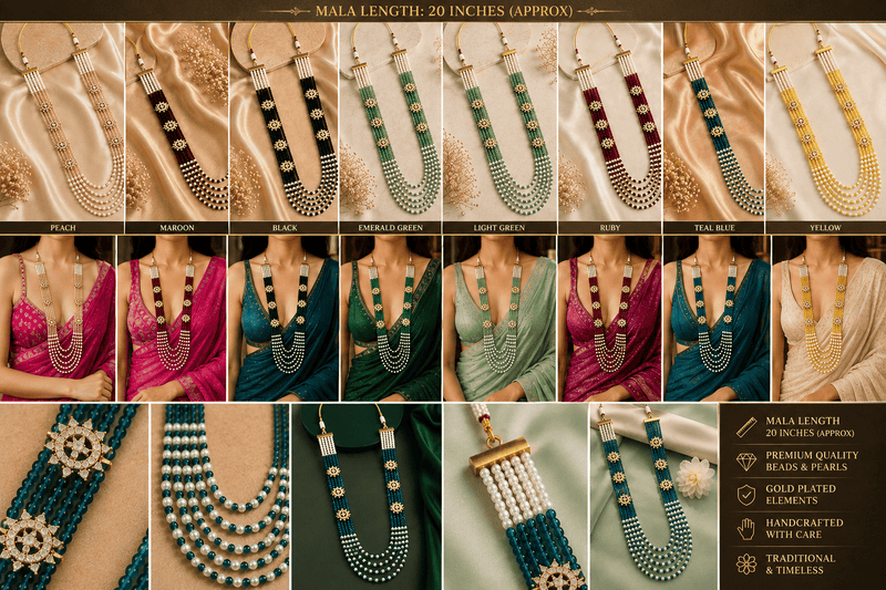 Aganya kreation Jewelry Rajsi American Diamond Onyx Beads Mala Necklace