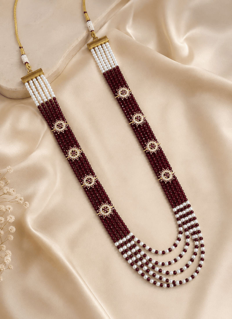 Aganya kreation Jewelry Rajsi American Diamond Onyx Beads Mala Necklace