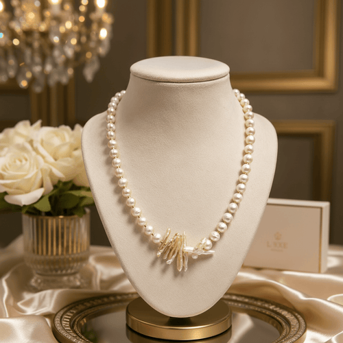 Aganya kreation Jewelry Real Freshwater Pearl AAA+ Quality Gold Plated Statement Designer Necklace