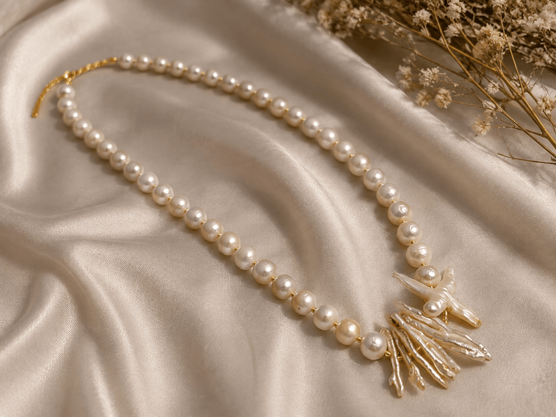 Aganya kreation Jewelry Real Freshwater Pearl AAA+ Quality Gold Plated Statement Designer Necklace