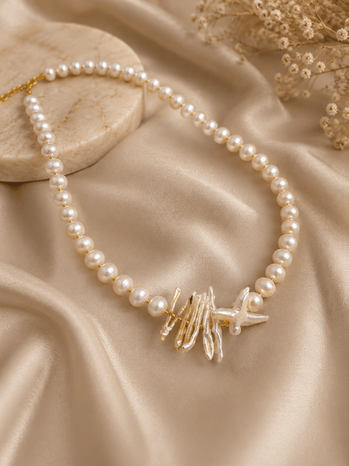 Aganya kreation Jewelry Real Freshwater Pearl AAA+ Quality Gold Plated Statement Designer Necklace