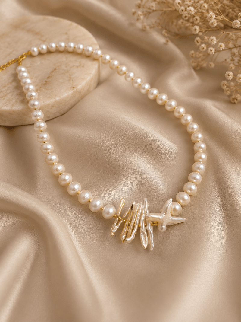 Aganya kreation Jewelry Real Freshwater Pearl AAA+ Quality Gold Plated Statement Designer Necklace