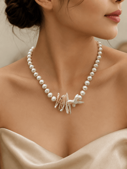Aganya kreation Jewelry Real Freshwater Pearl AAA+ Quality Gold Plated Statement Designer Necklace