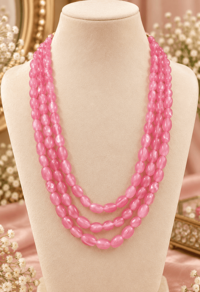 Aganya kreation Jewelry Saanjh Elegant Three-Layer Duldul Beads Mala with for women Yellow