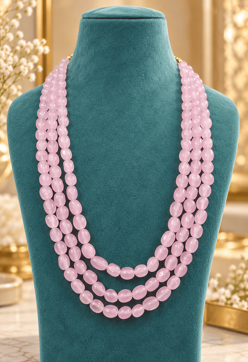Aganya kreation Jewelry Saanjh Elegant Three-Layer Duldul Beads Mala with for women Yellow