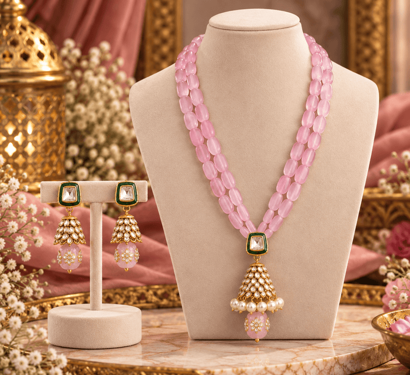 Aganya kreation Jewelry Saawariya Ethnic Kundan Meenakari Necklace Set for Women