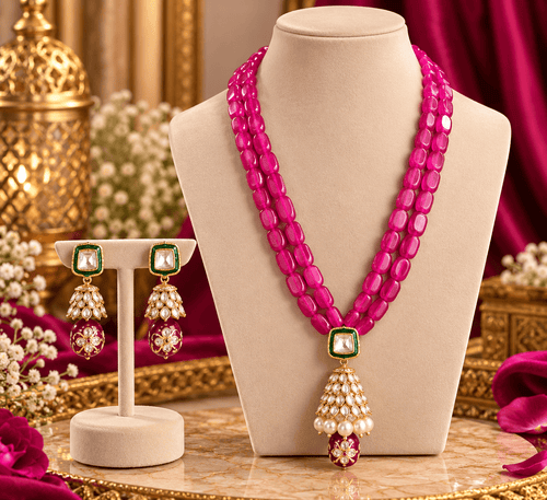Aganya kreation Jewelry Saawariya Ethnic Kundan Meenakari Necklace Set for Women