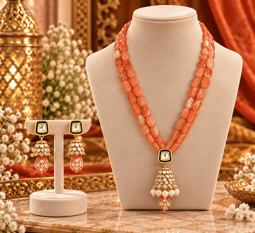 Aganya kreation Jewelry Saawariya Ethnic Kundan Meenakari Necklace Set for Women