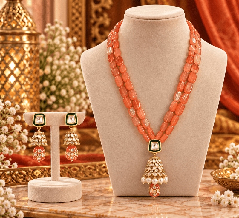 Aganya kreation Jewelry Saawariya Ethnic Kundan Meenakari Necklace Set for Women