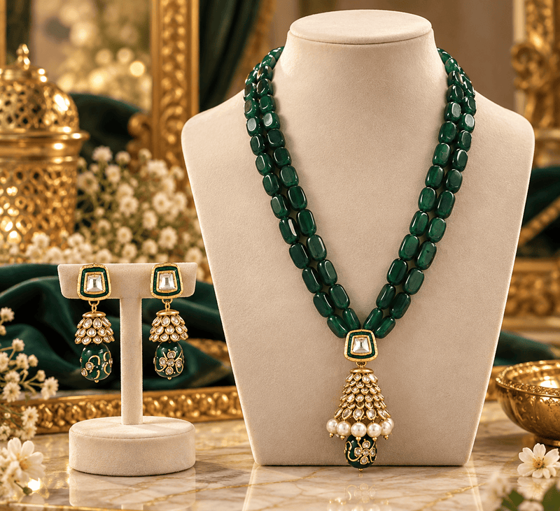 Aganya kreation Jewelry Saawariya Ethnic Kundan Meenakari Necklace Set for Women