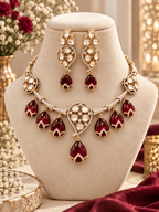 Aganya kreation Jewelry Saira Polki Kundan CZ Monalisa Stone Traditional Necklace Set