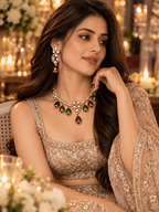 Aganya kreation Jewelry Saira Polki Kundan CZ Monalisa Stone Traditional Necklace Set