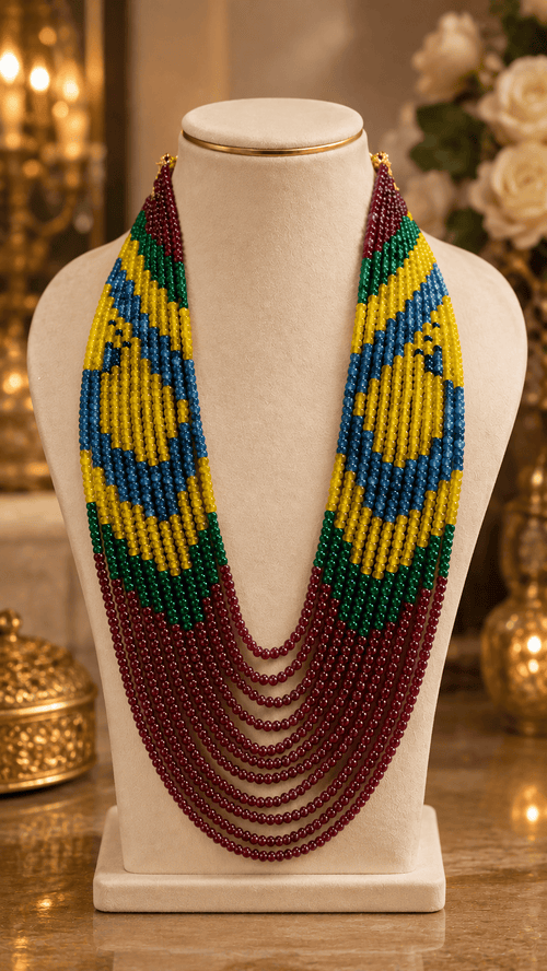 Aganya kreation Jewelry Sanskriti 11 Layer Navratna Onyx Beads Mala Necklace 1