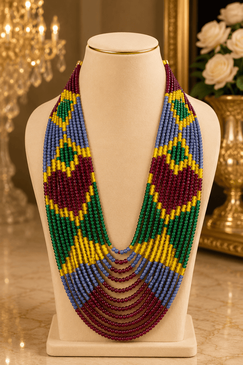 Aganya kreation Jewelry Sanskriti 11 Layer Navratna Onyx Beads Mala Necklace 5