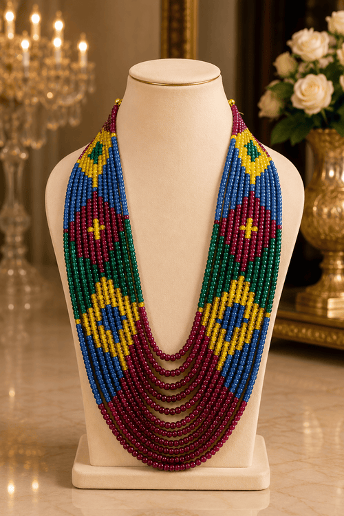 Aganya kreation Jewelry Sanskriti 11 Layer Navratna Onyx Beads Mala Necklace 8