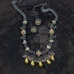 Aganya kreation jewelry Sets Aabheri Set - Elegant German Silver Jewelry with Kundan Design