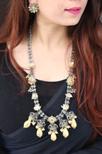 Aganya kreation jewelry Sets Aabheri Set - Elegant German Silver Jewelry with Kundan Design