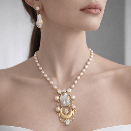 Aganya kreation jewelry Sets Abhaya Real Pearl Set - Handcrafted Elegance for Every Occasion