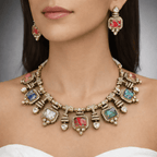 Aganya kreation jewelry Sets Abhitha Natural Stone Kundan Set - Timeless Elegance