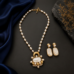 Aganya kreation jewelry Sets Abidha Azure Bloom Real Pearl Necklace Set