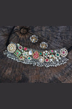 Aganya kreation jewelry Sets Aishani Set - Exquisite German Silver Kundan Jewelry