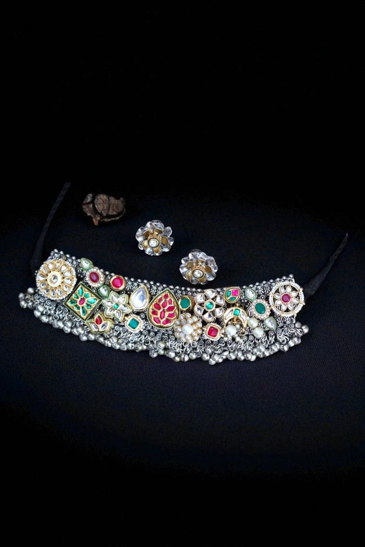 Aganya kreation jewelry Sets Aishani Set - Exquisite German Silver Kundan Jewelry