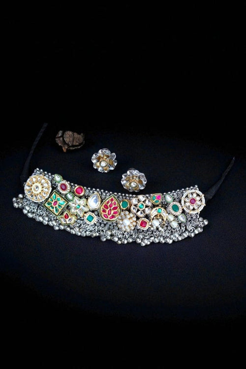 Aganya kreation jewelry Sets Aishani Set - Exquisite German Silver Kundan Jewelry