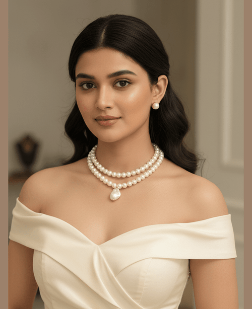 Aganya kreation jewelry Sets Alvyena shell pearls mala set