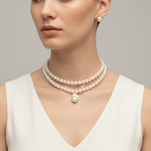 Aganya kreation jewelry Sets Alvyena shell pearls mala set