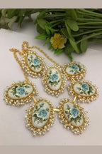 Aganya kreation jewelry Sets Anish Real Pearl Set - Elegant Hand-Painted Jewelry