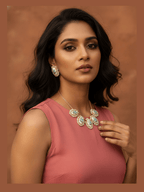 Aganya kreation jewelry Sets Anish Real Pearl Set - Elegant Hand-Painted Jewelry