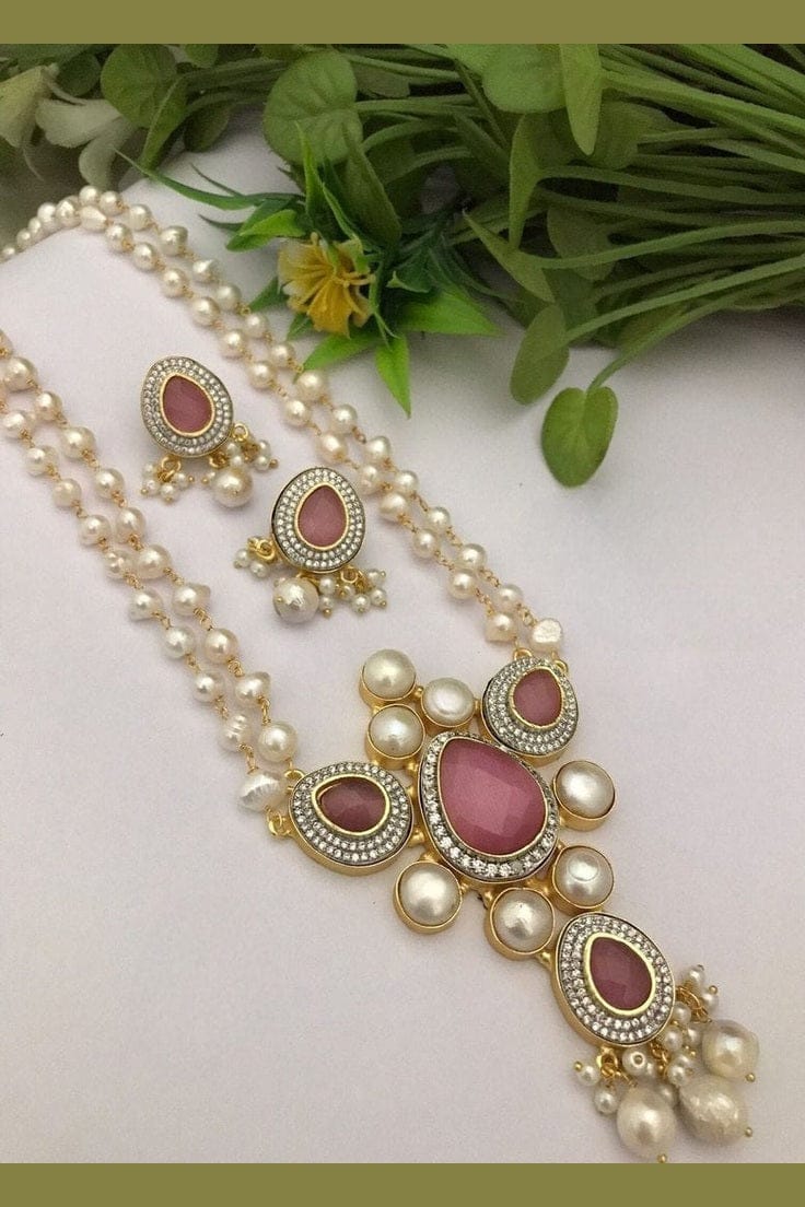 Aganya kreation jewelry Sets Azania Real Pearl Set - Elegant Brass Jewelry