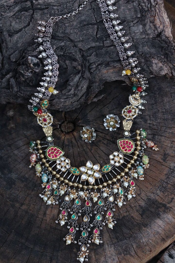 Aganya kreation jewelry Sets Baruni Set - Exquisite German Silver Kundan Jewelry