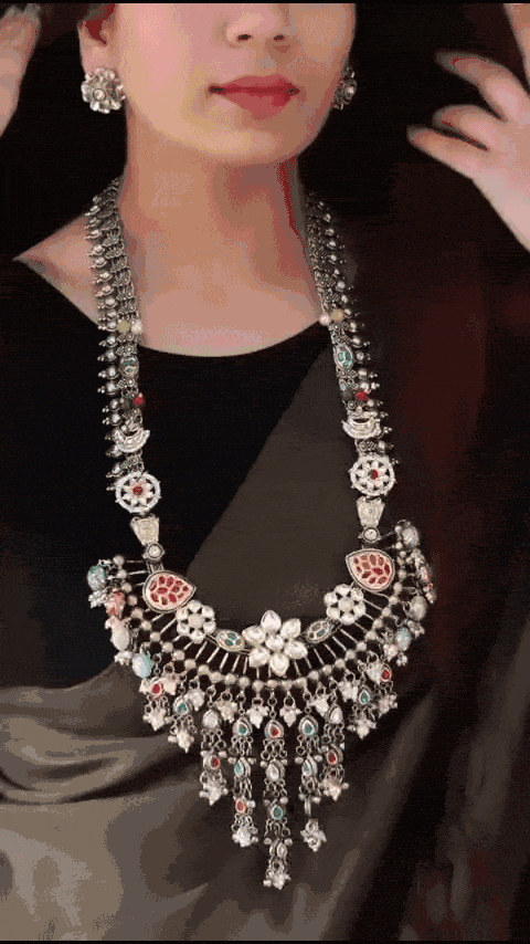 Aganya kreation jewelry Sets Baruni Set - Exquisite German Silver Kundan Jewelry