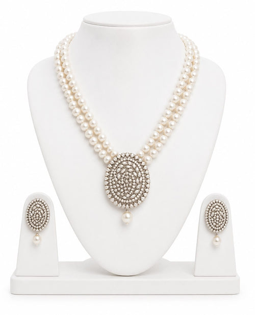 Aganya kreation jewelry Sets Bhuvi Real Pearl Jewellery Set — Shell Pearl Mala, Freshwater Pearl Pendant & Earrings