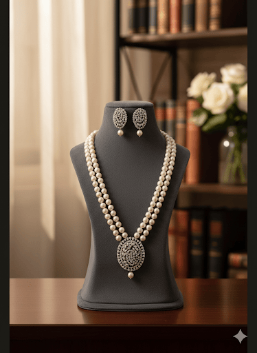 Aganya kreation jewelry Sets Bhuvi Real Pearl Set - Elegance in Every Detail