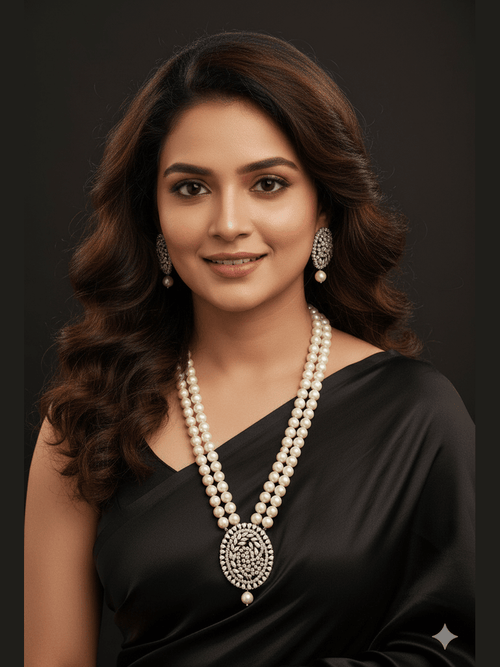 Aganya kreation jewelry Sets Bhuvi Real Pearl Set - Elegance in Every Detail