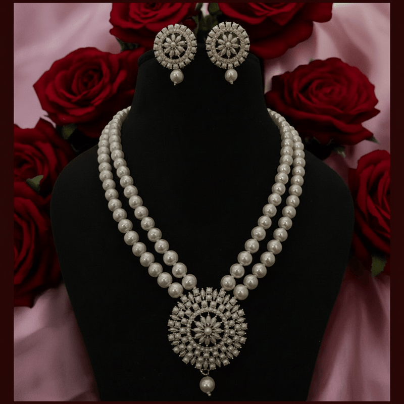 Aganya kreation jewelry Sets Bindiya Real Pearl Set - Elegant Brass Jewelry
