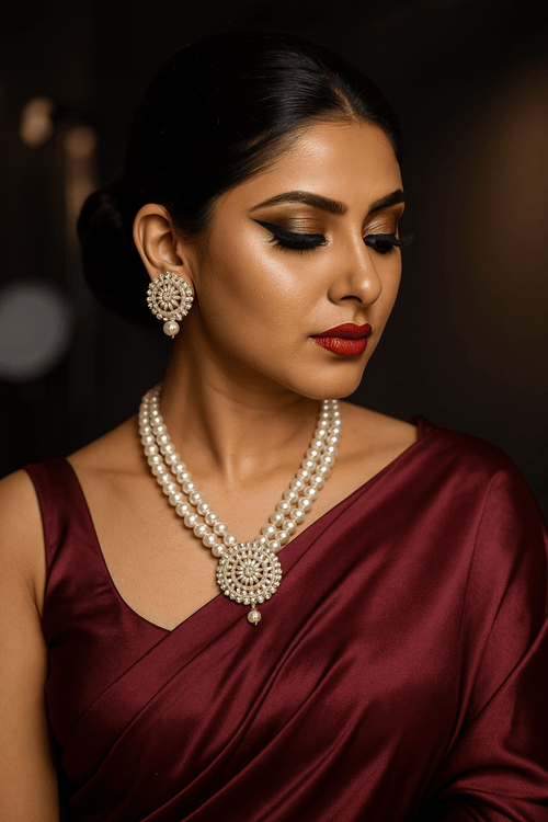 Aganya kreation jewelry Sets Bindiya Real Pearl Set - Elegant Brass Jewelry