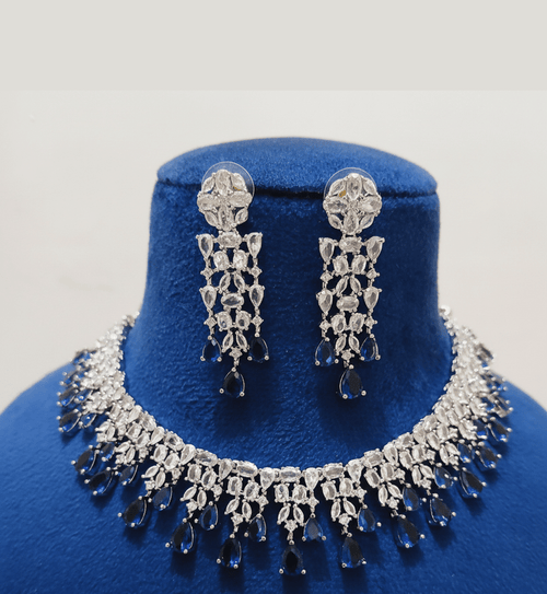 Aganya kreation jewelry Sets Chaitri American diamond  Ethnic Designer Set dark-blue