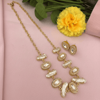 Aganya kreation jewelry Sets Chakori Real Pearl Set - Elegant Brass & Gold Plated Jewelry