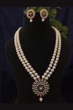 Aganya kreation jewelry Sets Chandrima Real Pearl Set - Elegant Brass Jewelry