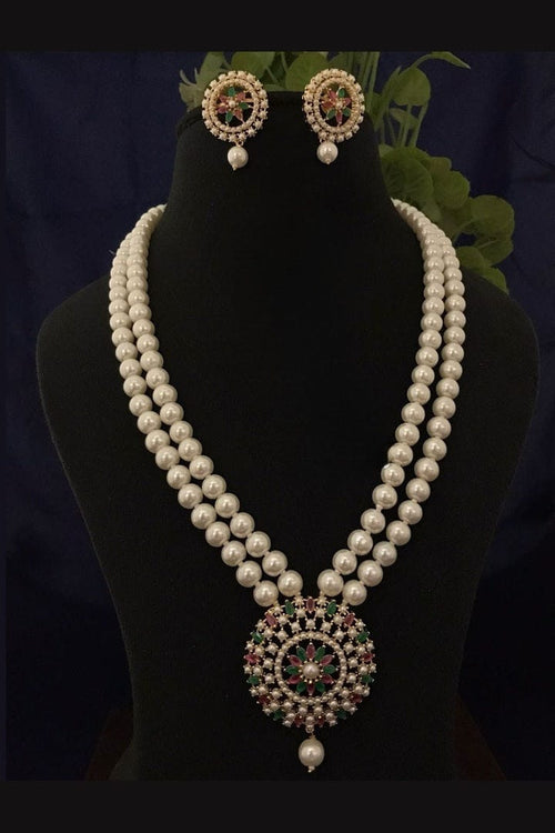 Aganya kreation jewelry Sets Chandrima Real Pearl Set - Elegant Brass Jewelry