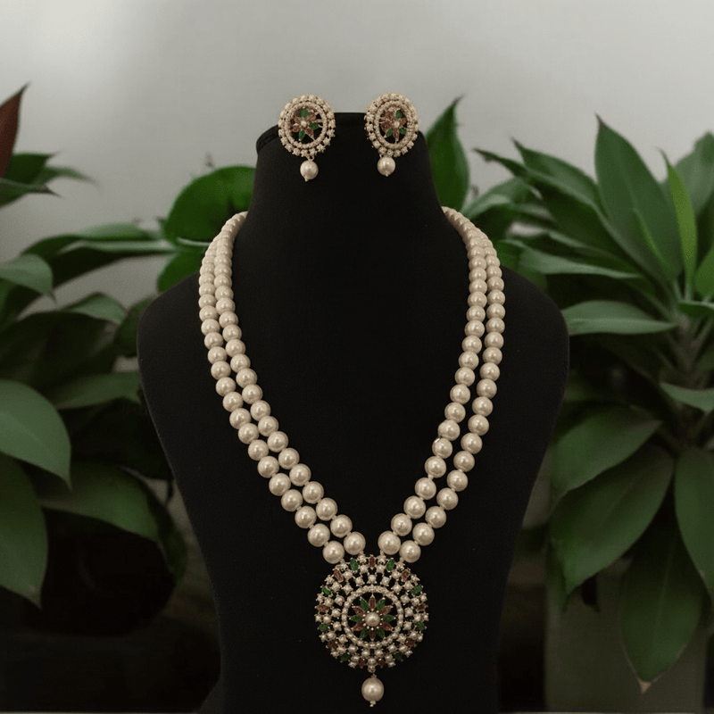 Aganya kreation jewelry Sets Chandrima Real Pearl Set - Elegant Brass Jewelry
