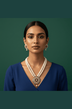 Aganya kreation jewelry Sets Chandrima Real Pearl Set - Elegant Brass Jewelry